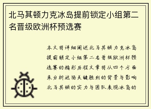 北马其顿力克冰岛提前锁定小组第二名晋级欧洲杯预选赛